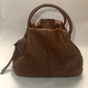 Vegan Leather Satchel with Short Straps in Brown, small to medium sized.